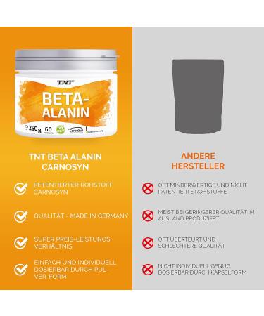 TNT Beta Alanine Powder (250g) - Pure CarnoSyn 100% Vegan High Quality & Lab Tested | International Shipping - Buy Online on GoSupps.com