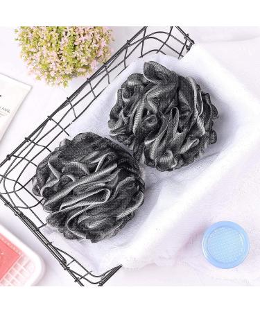 Long Handle Shower Sponge with Back Scrubber Brush, 2 Body Wash Puffs - Black Loofah Bath Sponges for Exfoliation | Men, Women, Elderly - Buy Online on GoSupps.com