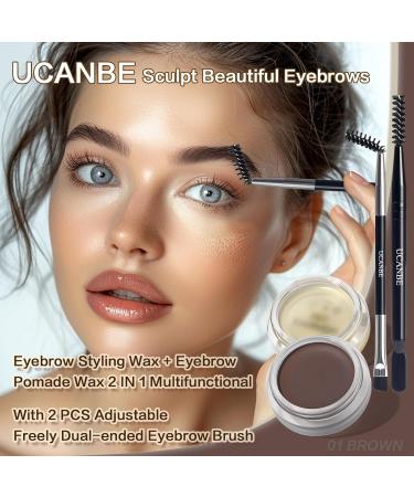 UCANBE Waterproof Eyebrow Gel & Wax Kit | Long-Lasting Dual-Ended Brush | 2-in-1 Eyebrow Makeup for Perfect Brows - Buy Online on GoSupps.com