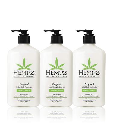 Hempz Original, Natural Hemp Seed Oil Body Moisturizer with Shea Butter and Ginseng, 17 Fl Oz, 3 Pack Bundle - Pure Herbal Skin Lotion for Dryness - Nourishing Vegan Body Cream in Floral and Banana Pump Bottle 17 Fl Oz (Pa…