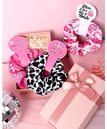 Let's Go Girls Cow Print Hair Scrunchies (12 PCS) - Western Cowgirl Ponytail Holders for Bachelorette Party, Wedding Decorations - Buy Online on GoSupps.com