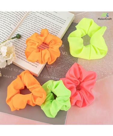 NaienCraft Pack of 8 Neon Hair Scrunchies - Elastic Hair Bands for Women and Girls - Buy Online on GoSupps.com