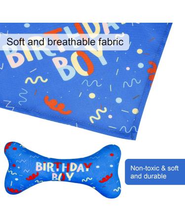 Dog Birthday Bandana and Bone Toy Set - Cute Puppy Outfit and Decorations (Blue) - Buy Online on GoSupps.com