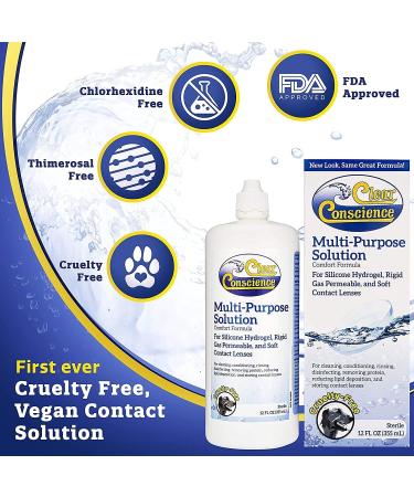 Clear Conscience Contact Lens Solution 12oz â€“ Multi-Purpose Sterile Eye Cleaner for Soft & RGP Lenses - Buy Online on GoSupps.com