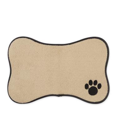 Bone Dry Embroidered Microfiber Cat Shape Pet Food Bone Taupe