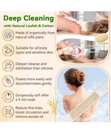 3 Pack Natural Loofah Exfoliating Back Scrubber Set for Shower - Body Sponge Pads for Deep Cleaning - Ideal for Women and Men - Buy Online on GoSupps.com