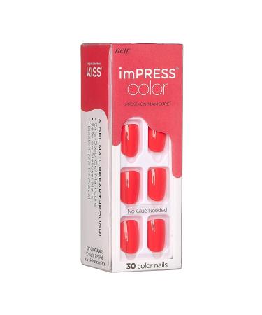 KISS imPRESS Gel Nail Kit, Corally Crazy, Short Length - Polish-Free Solid Color Manicure with PureFit Technology - Includes Prep Pad, Mini File, Cuticle Stick & 30 Fake Nails - Buy Online on GoSupps.com