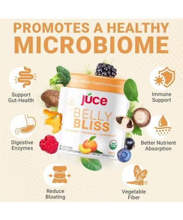 J ce Belly Bliss Peachy Greens 30 servings Probiotics + Greens Bloating Support with Plant-Based Digestive Enzymes Dietary Supplement Powder - By Terra Kai Organics - Buy Online on GoSupps.com