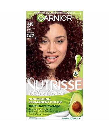 Garnier Hair Color Nutrisse Nourishing Creme 415 Soft Mahogany Brown (Raspberry Truffle) Permanent Hair Dye 1 Count (Packaging May Vary) 415 Soft Mahogany Dark Brown (Raspberry Truffle)
