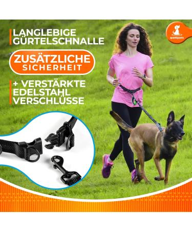 2-in-1 Jogging Line & Leash for Large/Medium Dogs | Double Handle Belly Belt Dog Leash - Perfect for Walking Jogging & Hiking - Buy Online on GoSupps.com