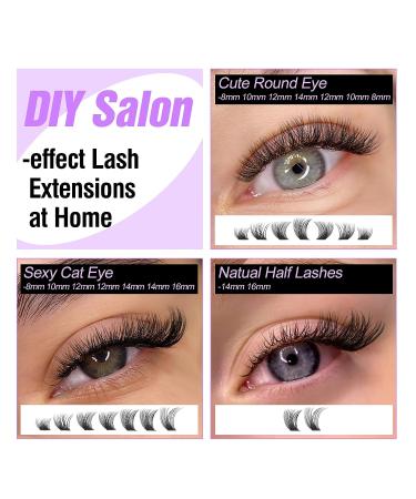 DIY Eyelash Extension Kit with Strong Glue - Wispy Lash Clusters - False Lashes Set C13 - Buy Online on GoSupps.com