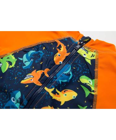 BONVERANO Baby Boys Sunsuit UPF 50+ with Sun Hat | 3 Months | Shark/Orange - Buy Online on GoSupps.com