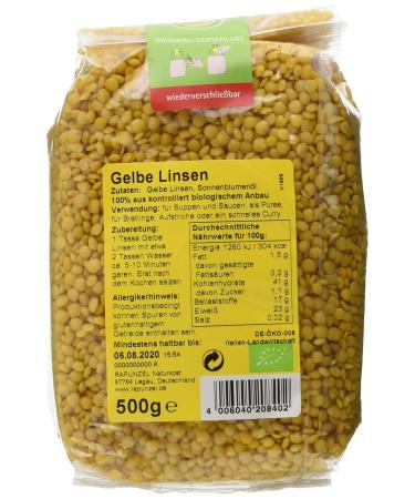 Organic Rapunzel Yellow Lentils (1 x 500 g) - Premium Quality for International Shipping - Buy Online on GoSupps.com