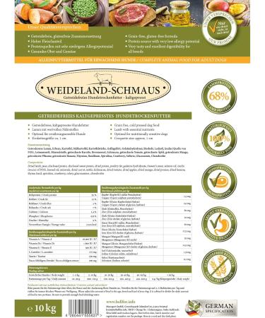 Bellfor Weideland-Schmaus High-quality dry food for dogs grain-free with lamb and high digestibility without animal by-products 10 kg - Buy Online on GoSupps.com