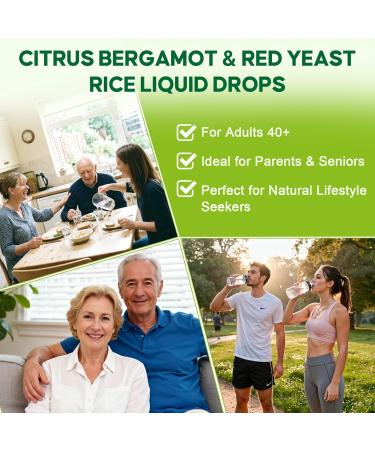 Red Yeast Rice Drops Natural Cholesterol Support with Citrus Soursop Bergamot & Olive Leaf 2 fl oz (60ml) Vegan Non-GMO Supplement with Vitamin B+C - Buy Online on GoSupps.com