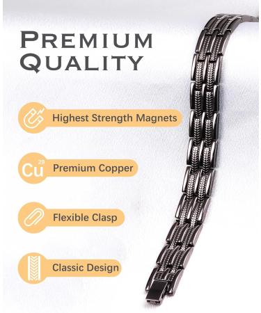 Jeracol Copper Magnetic Bracelet for Men with Ultra Strength Magnets - Adjustable Size in Gift Box - C-Black - Buy Online on GoSupps.com