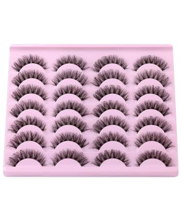 JIMIRE False Eyelashes 14 Pairs Pack | D Curl Faux Mink Cat Eye Lashes | 15MM Wispy Thin Strips with Clear Band | Natural Russian Style for Fluffy, Demi-Wispies Look - Buy Online on GoSupps.com