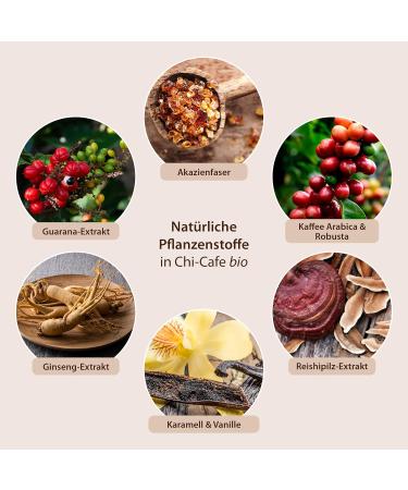 Chi-Cafe Bio Wellness Coffee Powder 400g - Digestive Support with Acacia Fiber Reishi Ginseng & Guarana - Vegan Creamy Caramel Flavor - 66 Cups - Buy Online on GoSupps.com