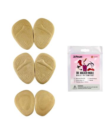 Shoe Inserts| Metatarsal Pads for Women|High Heel Shoe Inserts|Ball of Foot Cushions for Women |All Day Pain Relief and Comfort|Deluxe 3 Pairs Reusable Foot Pads|Shoe Cushion for Women (Beige)