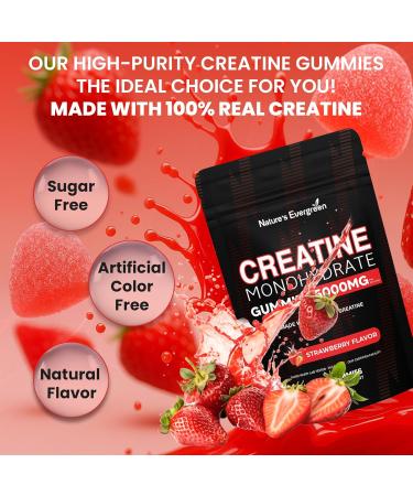 Creatine Monohydrate 5000mg Gummies, Pre-Workout 5g Creatine Gummy Supplement for Men & Women: Muscle Builder & Energy Boost, Sugar Free, Vegan, Strawberry Flavor, (120 Count) Made in USA - Buy Online on GoSupps.com