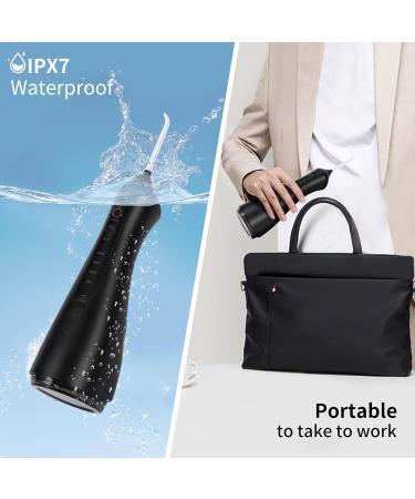 Water Dental Flosser - Portable Cordless Oral Irrigator | 320ML 3 Modes 10 Tips IPX7 Waterproof Teeth Cleaner (Black) - Fast International Shipping - Buy Online on GoSupps.com