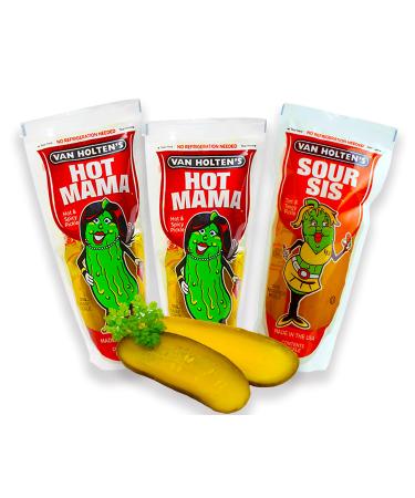 Van fetched pimple - acidic cucumber in Pouch Set with 2x hot mama pickle and 1x sour sis pimple (pack of 3) sour pimple mix 3x mom - sis