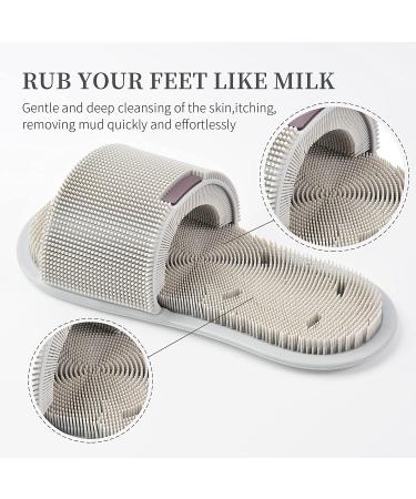 Buy Petalum Silicone Shower Massage Sandals - Non-Slip Foot Brush with Suction Cups for Deep Cleaning & Cornea Peeling - Gray One Size - Buy Online on GoSupps.com