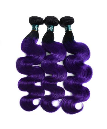 SEXAY Purple Bundles Body Wave Human Hair Weave - 3 Bundles Virgin Brazilian Remy Hair Ombre 1b/Purple - 12 14 16 inch - For Women - Buy Online on GoSupps.com
