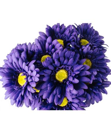 CraftMore Purple Colored Gerbera Daisy Stems 14 Inch Set of 12