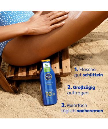 Nivea Sun Protection & Care Sun Milk LSF 50+ | 200 ml Sunscreen with 48h Moisture | UVA/UVB Protection | Pack of 2 | International Shipping - Buy Online on GoSupps.com