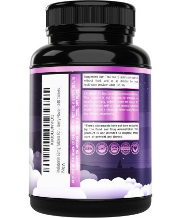 Melatonin 60mg Complex Tablets for Adults (240 Count) - Fast Dissolve Tablets - Extra Strength Support - Gluten-Free Non-GMO 100% Vegetarian & Great Tasting - Mixed Berry Flavor - 240 Tablets 240 Count (Pack of 1) - Buy Online on GoSupps.com