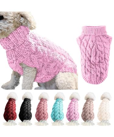 Famkit Pet Dog roll collar sweater with turtleneck sweater Pet Dog Clothing Outwear Fashion Warm Pullover Knitwear (please select a larger size according to the size table) M-2 (fit for 5.5-7.7lb) pink) pink - Buy Online on GoSupps.com