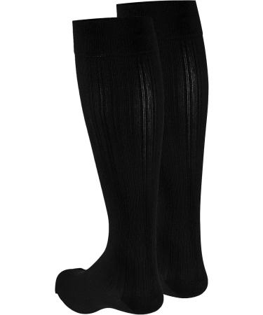 Truform Women's Fit Compression Socks - Rib Knit Pattern 15-20 mmHg Black Medium Pack of 2 - Best for Circulation & Comfort - Buy Online on GoSupps.com