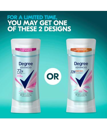 Degree Advanced Protection Antiperspirant Deodorant Sheer Powder for 72-Hour Sweat & Odor Control for Women with Body Heat Activated Technology 2.6 oz (Pack of 2) Sheer Powder 2.6 Ounce (Pack of 2) - Buy Online on GoSupps.com