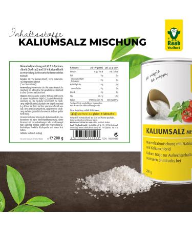 Raab Vitalfood Potassium Salt Mixture - Mineral Blend for Healthy Blood Pressure | 200g Can - International Shipping Available - Buy Online on GoSupps.com