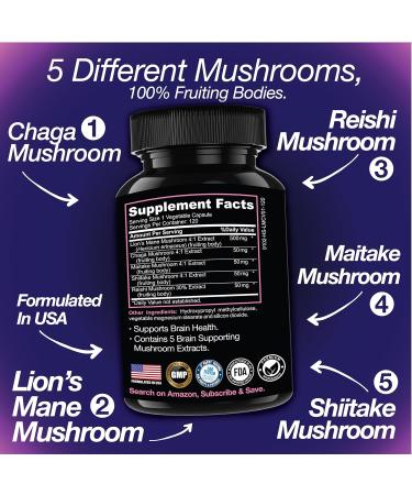 Saint Mingiano Lion's Mane Mushroom Supplement | 120 Capsules: Alpha Brain Enhancement of Cognitive Clarity Focus with Our Specialty Blend 4 Mushroom Mycelium Formula - Buy Online on GoSupps.com