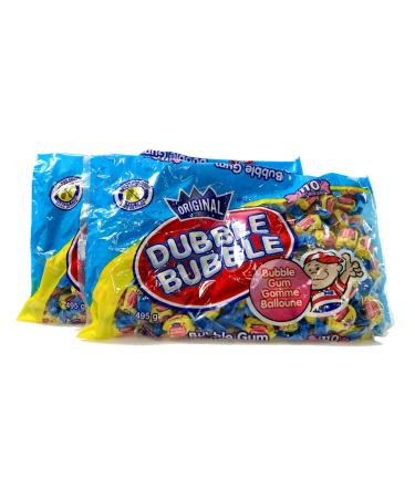 The Original Dubble Bubble 110 Piece Bubble Gum 495g Bag (2 Pack)