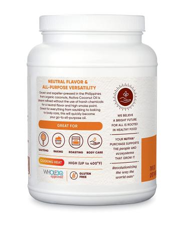 Nutiva Organic Steam-Refined Coconut Oil 78 fl oz | USDA Organic, Non-GMO, Vegan | Neutral Flavor for Cooking, Skin & Hair - Buy Online on GoSupps.com
