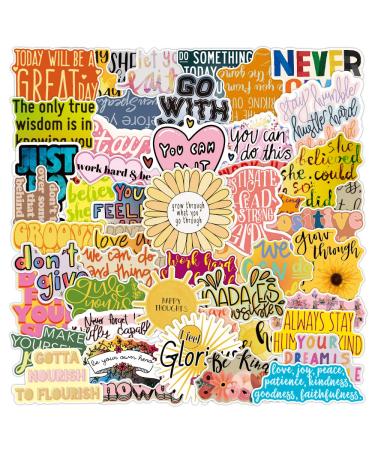 Reward Motivational Sticker Pack of 50 Inspirational Quote Stickers Decals for Laptops Hydro Flasks Water Bottles Luggage Helmet Words