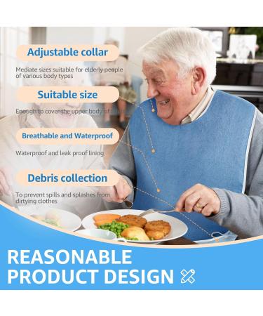 3 Pack Adult Bibs for Men Women Elderly Seniors and Disabled Waterproof Reusable Clothing Protector Adult Feeding Bibs Washable Adult Towel Bibs for Eating and Crumb Catcher - Buy Online on GoSupps.com