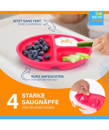 Buy Neon Gang Sustainable Baby Plates with Lids - 100% BPA Free Silicone Toddler Suction Plates - LFGB Certified - Pink Neon - 2 Sets - Buy Online on GoSupps.com