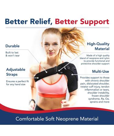 Doctor Developed Shoulder Support/Shoulder Strap/Shoulder Brace single & Doctor Written Handbook - Relief For Shoulder Injuries Arthritis Sprains & More (Black) - Buy Online on GoSupps.com