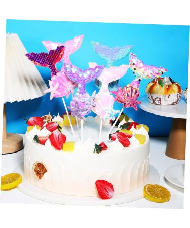 DECHOUS 18 Pcs Cake Decoration Mermaid Tail Cupcake Toppers Mermaid Sequin Cupcake Toppers Mermaid Cake Topper Seashells for Decorating Mermaid Decorations Cloth Girl Happy Birthday As Shownx3pcs mediumx3pcs - Buy Online on GoSupps.com
