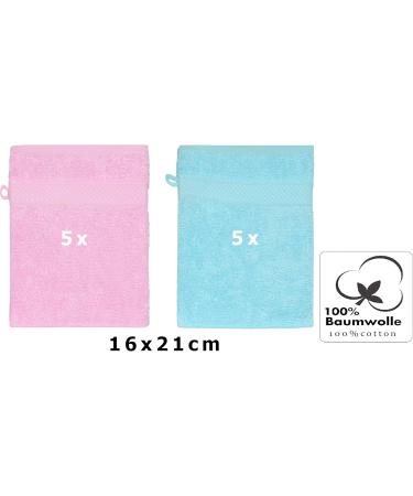 Buy Betz 10-Piece Cotton Wash Gloves Set | Palermo Rose & Turquoise - 16x21 cm | International Shipping - Buy Online on GoSupps.com