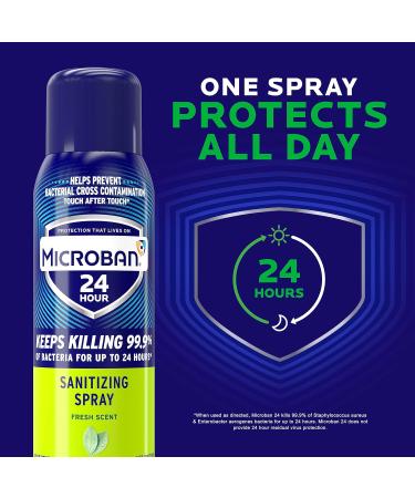 Microban 24 Hour Disinfectant Sanitizing Spray - Fresh Scent 15oz | Best International Shipping - Buy Online on GoSupps.com