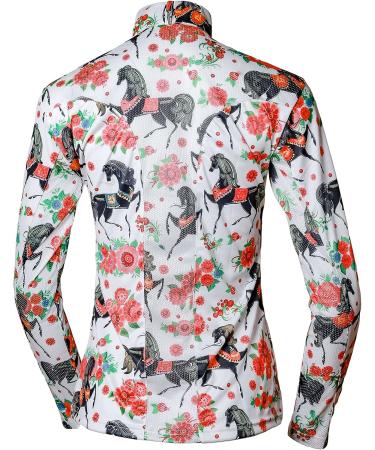 Anni Lyn Sportswear Women's Ventilated Long Sleeve Sun Shirt - Rose Horse - Size Small - Buy Online on GoSupps.com