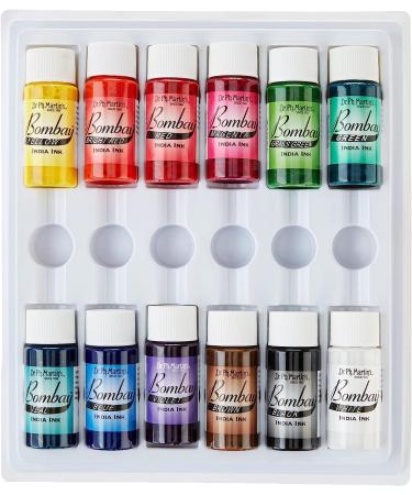 Dr. Ph. Martin's Bombay India Ink Set 1 - 12 Bottles 0.5 oz, Set of 12 Colors - Buy Online on GoSupps.com