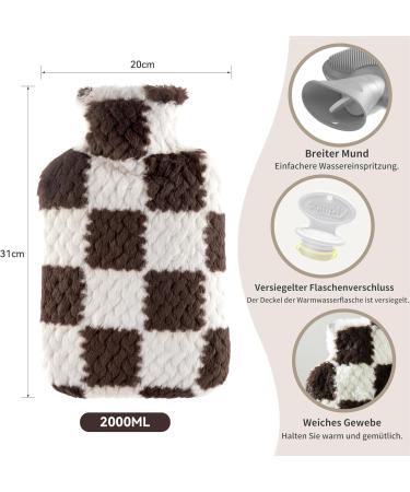 Buy SAMPLY 2L Hot Water Bottle with Soft Cover | Fluffy Bed Bottle for Kids & Adults | Perfect Gifts for Women - Brown & White - Buy Online on GoSupps.com