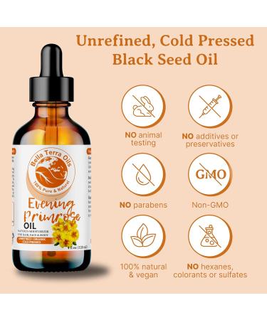 Bella Terra Organic Evening Primrose Oil 4oz - Cold-Pressed Vitamin F & Essential Fatty Acids for Radiant Skin - Buy Online on GoSupps.com