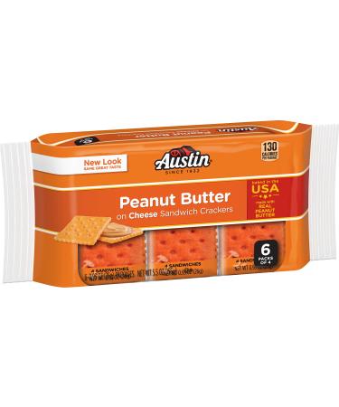 Austin, Cheese Crackers with Peanut Butter Fillilng, 6 Count, 5.5oz Package (Pack of 4)